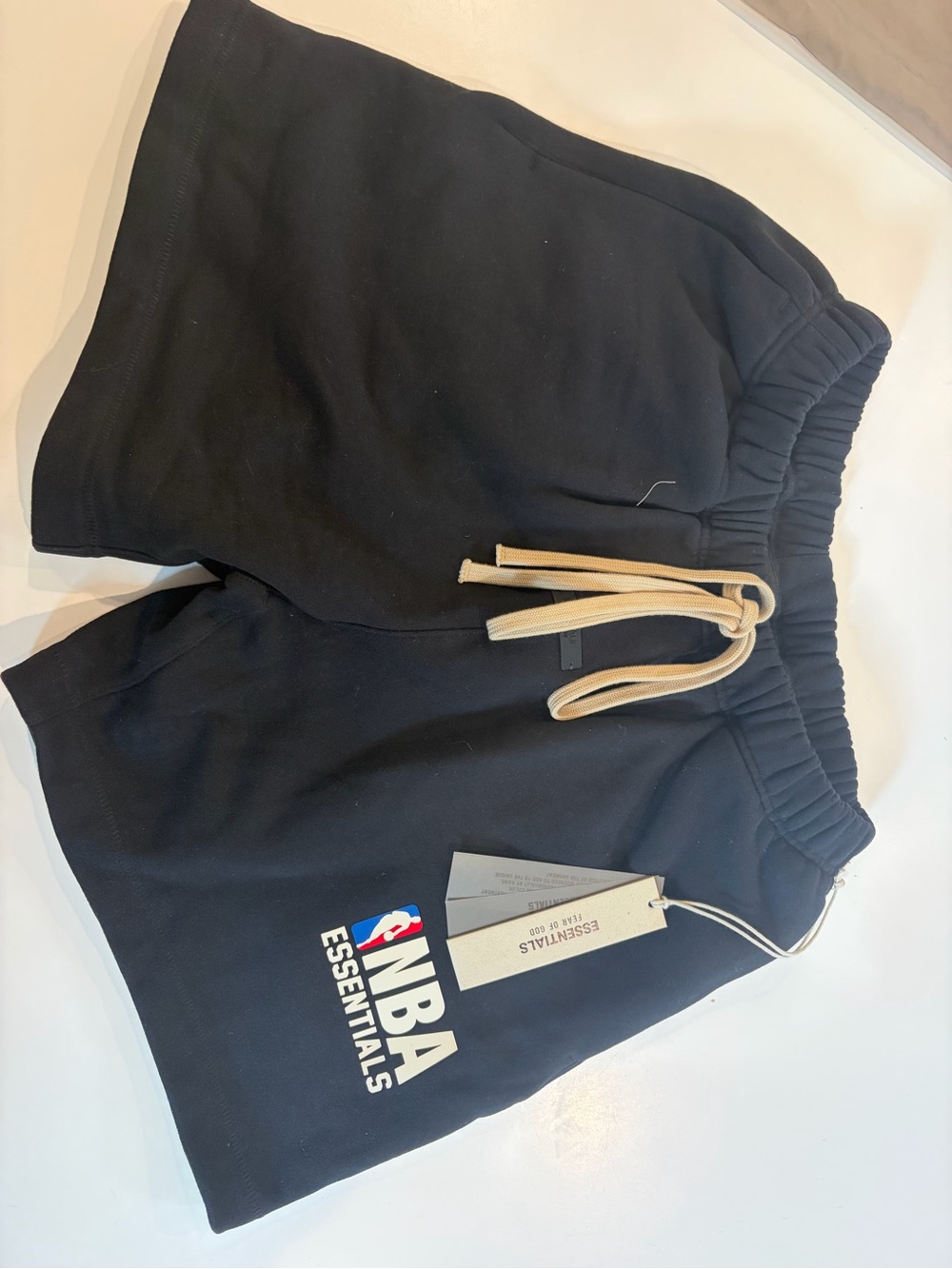 Fear of God Black Athletic Shorts with Tan Drawcord